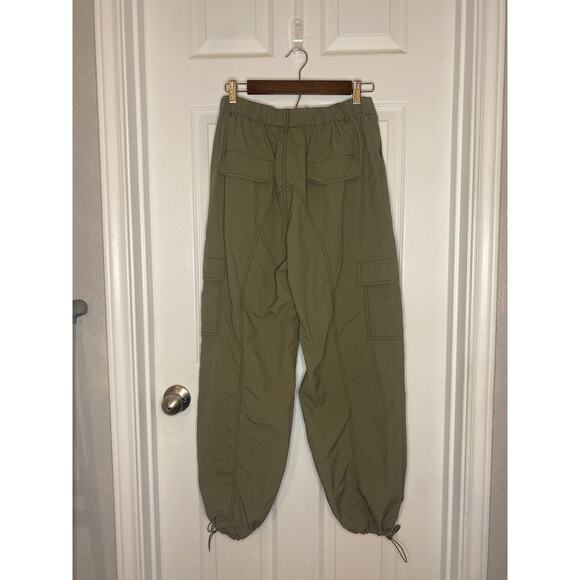 Love Tree Size Green Parachute Cargo Pants Drawstring Hem High Rise Size Medium - Picture 6 of 10